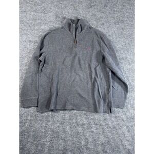Polo Ralph Lauren Gray Knit Wool Pullover Sweater 1/4 Zip Mock Neck Logo XL